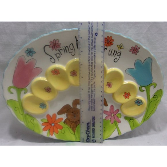 Cracker Barrel "Spring Has Sprung" Easter Deviled Egg Plate/Dish 13" x 9 3/4" - Picture 5 of 7